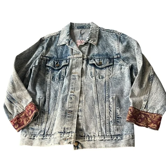 Vintage 80s custom Jean jacket from the Goldbergs TV show size large pink zipper - Picture 2 of 7